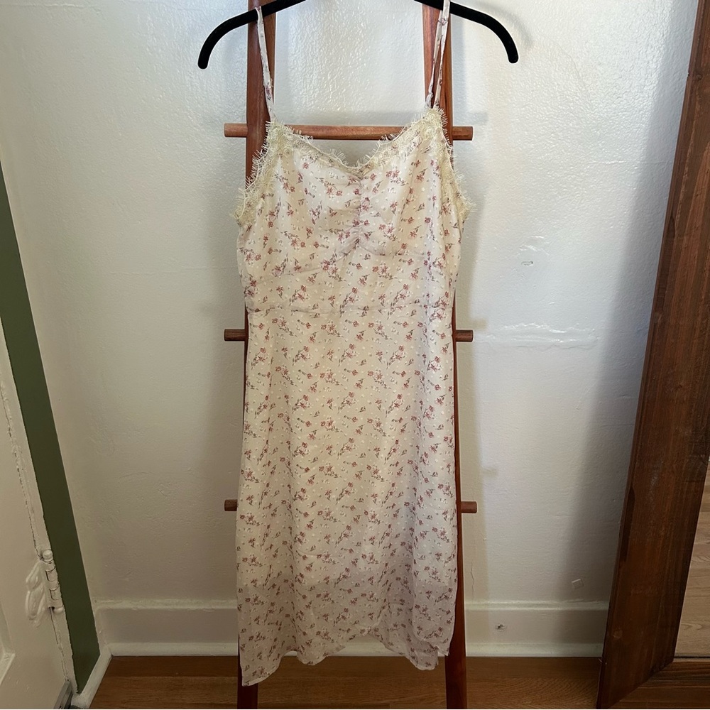 Floral Cream Midi Dress